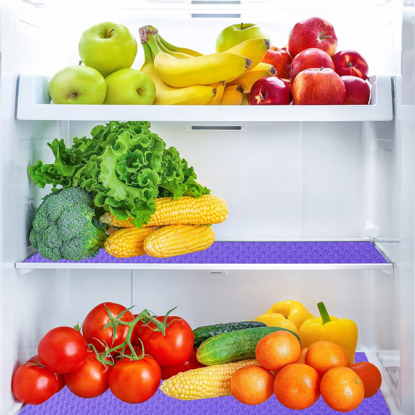 24Pcs Refrigerator Liners, Washable Fridge Liner Mats Covers Pads for Glass Shelf Cupboard Cabinet Drawer Home Kitchen Accessories Organization (Purple)