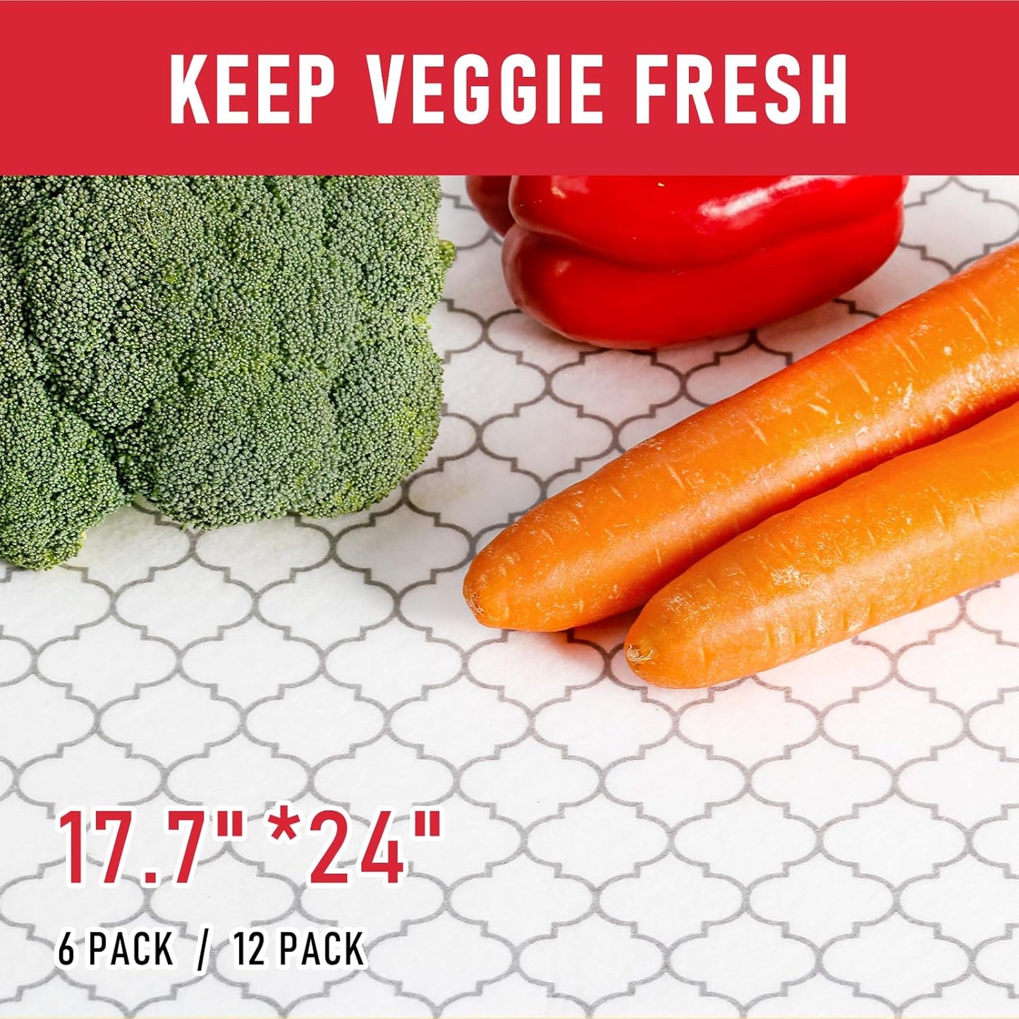 Cooyes Refrigerator Liners & Fresh mats for Fridge Drawer and Glass Shelves, Absorbent Cloth Material, Machine Washable, Shelf Liner for Kitchen Cabinets Non-Adhesive, BPAfree, 17.7" * 24", 12 Pack