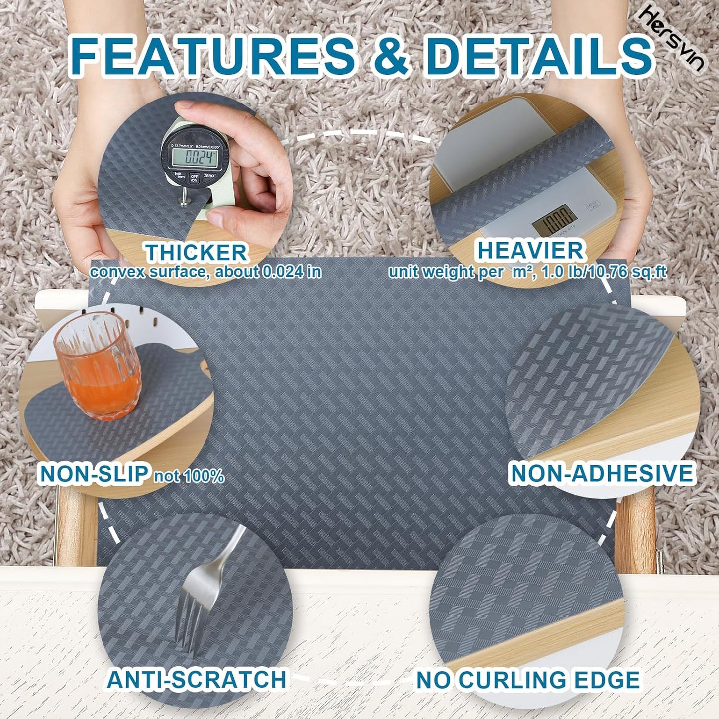 Shelf Liners 12 in x 20 ft EVA Drawer Mats, Non-Adhesive Cupboard Pad, Kitchen Cabinet Lining Fridge Cushion (Gray Crossed Stripe, 30.5x610cm)