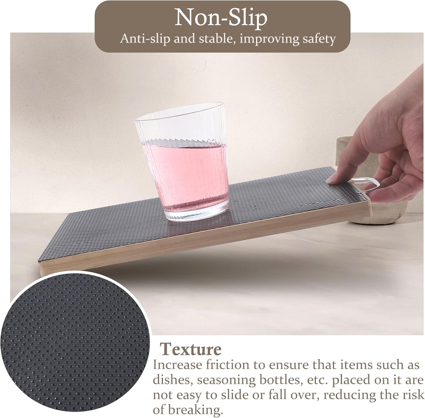 Cabinet Shelf Liners 15 Inch Wide X 20 Ft Kitchen Drawer Liner Non-Adhesive Pantry Cupboard Liner Non-Slip Waterproof & Oil-Proof Refrigerator Shelf Liners Strong Grip Drawer Mat(Black)