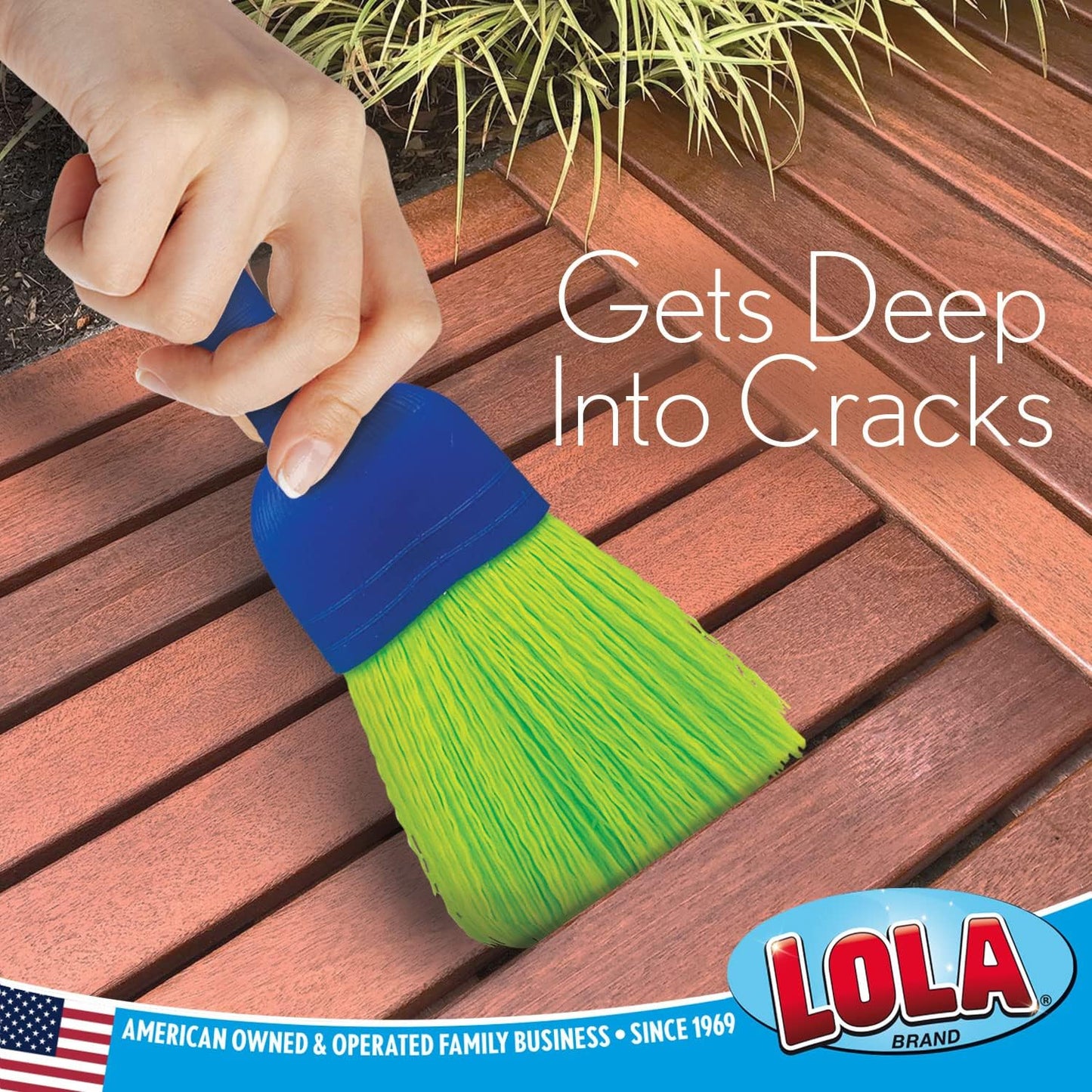 LOLA Whisk Broom, Hand Brush, 2 Pack, Durable Bristles, Whisks Away Dirt & Debris, Compact, Hang Hole for Easy Storage, Indoor/Outdoor