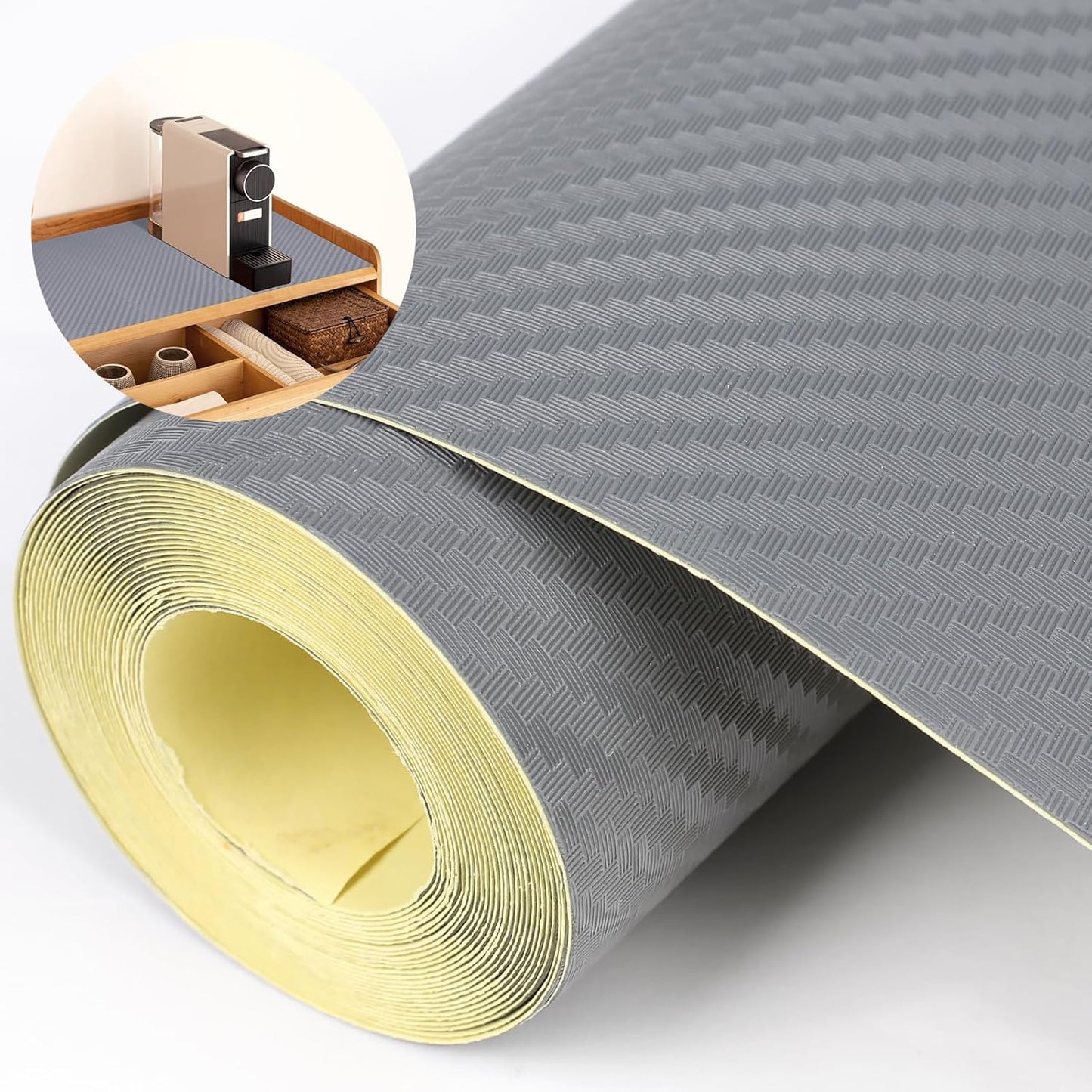 Self-Adhesive Shelf Liner Kitchen Liner, Waterproof Backed Paper Easy Peel and Stick Contact Liner Without Residue for Decor Your Desk Surface, Kitchen Countertops (Silver, 35.4 x 118.1 inches)