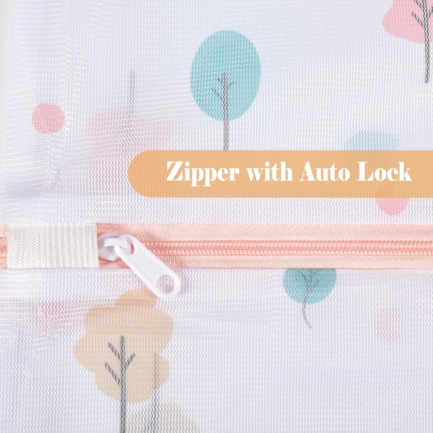 Mesh Laundry Bag, Durable Laundry Bags with Premium Zipper, 5-Piece Washing Machine Wash Bags for Delicates Blouse, Hosiery, Baby Clothes, Travel Organization Bag (Trees)