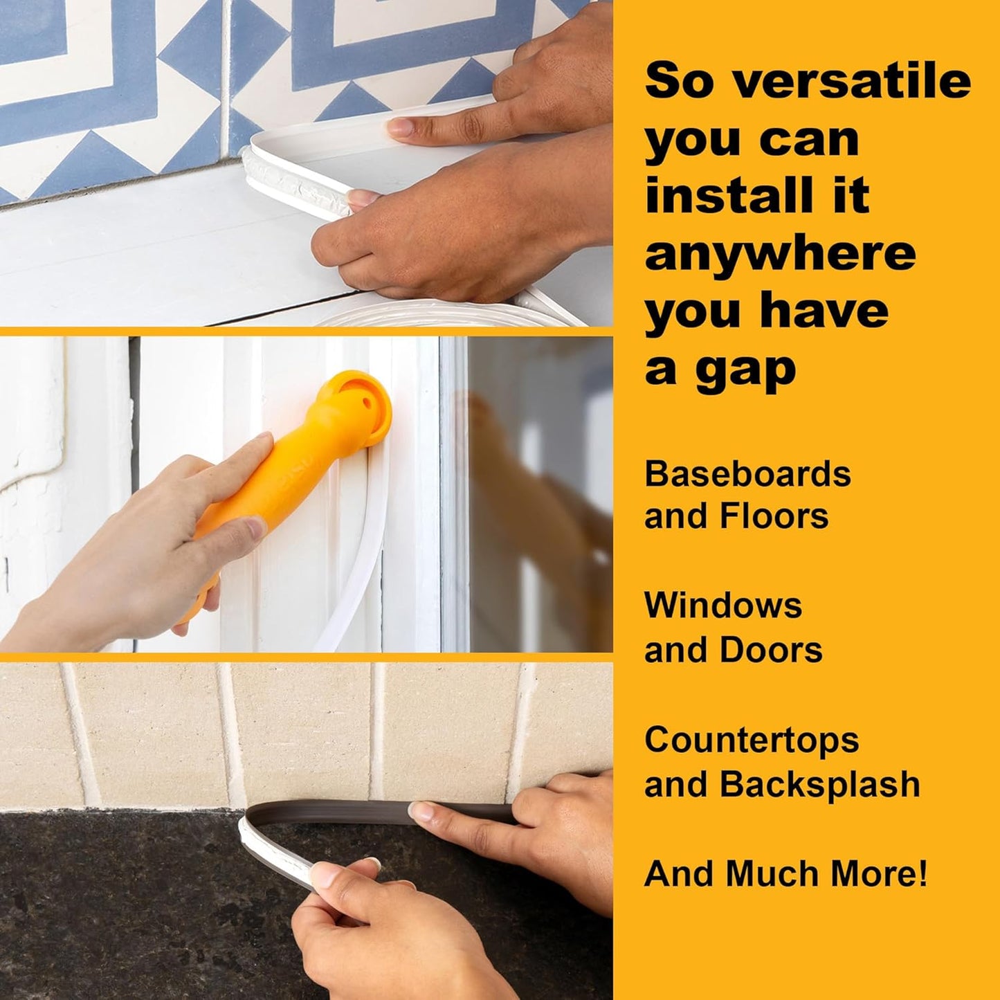 InstaTrim Bronze New & Improved Caulk Trim, 3/4" by 10 ft, Flexible, Water-Resistant for Bathroom, Floors, and Walls | Easy Installation | No Mess, Stain Resistant, Made in The USA