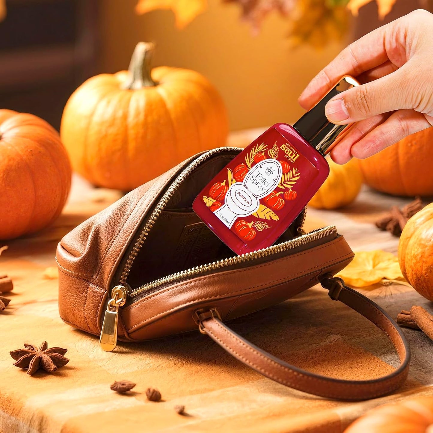 Toilet Spray, Pumpkin Scent, Travel Essentials, 4 Fl.Oz, Up to 200 Uses, Bathroom Odor Eliminator - Pumpkin, Smoked Vanilla & Cinnamon