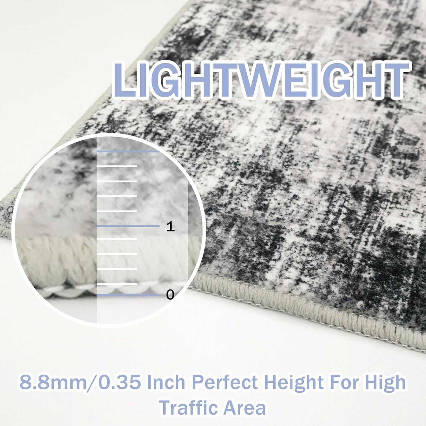 IOHOUZE Abstract Runner Rug 3x10 Ft Washable Runners for Hallways, Non Slip Kitchen Runner Printed Faux Wool Entryway Runner Indoor, Modern Abstract Floor Carpet for Hall Kitchen Bedroom, Black Grey