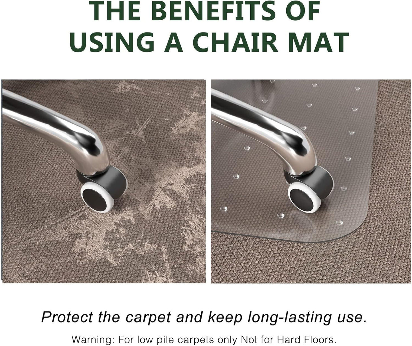 FuturHydro Desk Chair Mat for Flat to Low Pile Carpets, 45" x 53" Clear Office Home Floor Protector Mat, Transparent Mats for Office, Home and Gaming Floors (Rectangle)