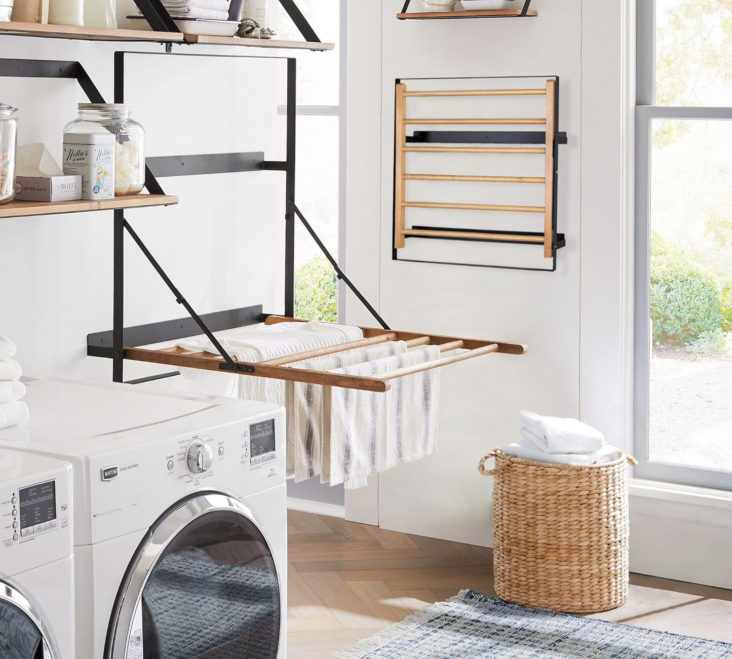 TOMACE Wall Mounted Clothes Drying Rack Laundry Drying Rack Collapsible