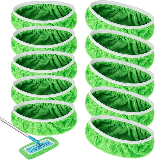 Reusable Dry Sweeping Cloths Microfiber Wet Mop Pads Compatible with Swiffer Sweeper Mop Replacement Sweeping Mopping pad Refills for Hardwood Surface Floor Cleaning (10PCS)