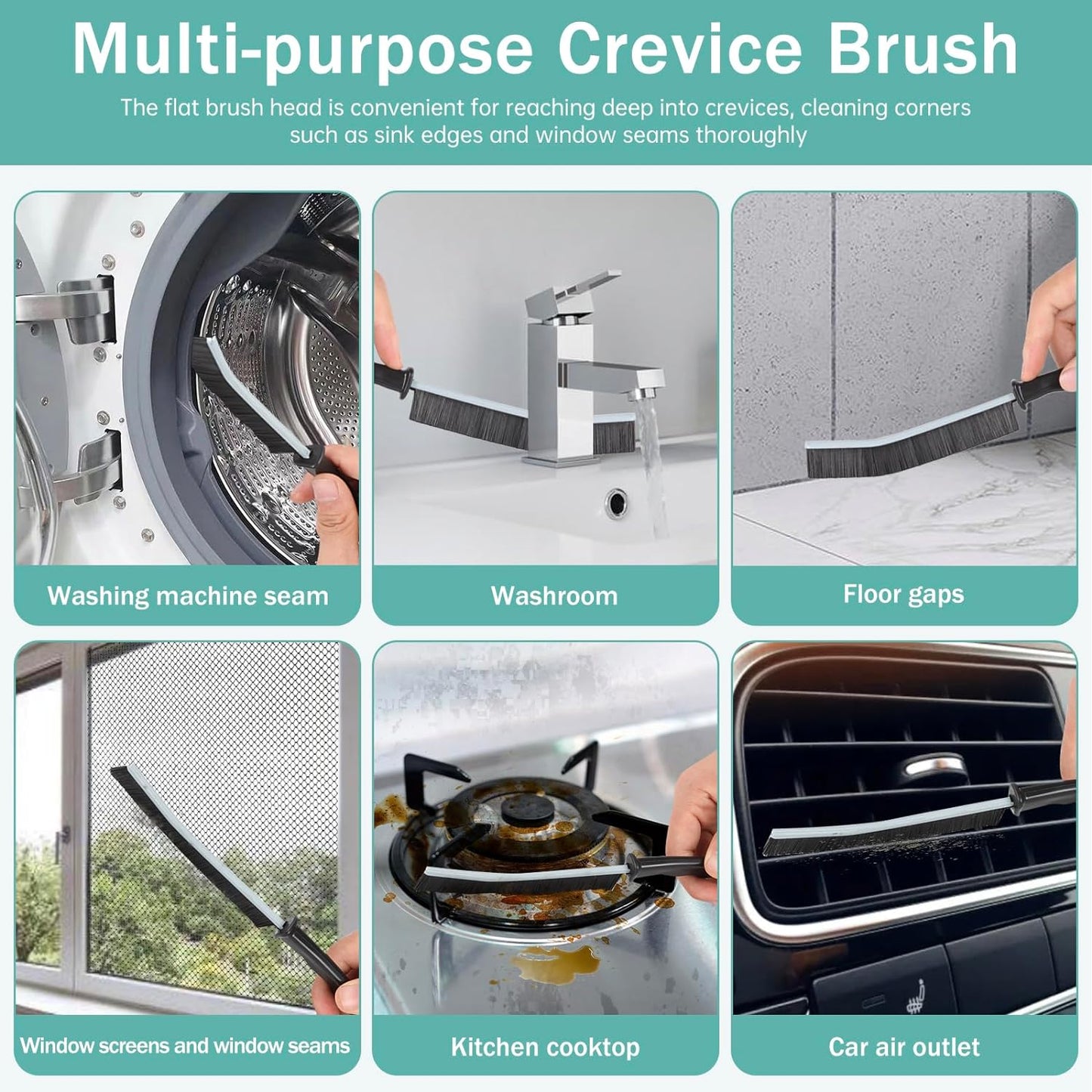 Crevice Cleaning Brush, Multifunctional Hard-Bristled Gap Scrub Brush, Gap Cleaning Tool, Home Essentials, Bathroom Cleaner Tools for Household Use, Kitchen, Window, Faucets, Toilet, Grout, Car, 5pcs