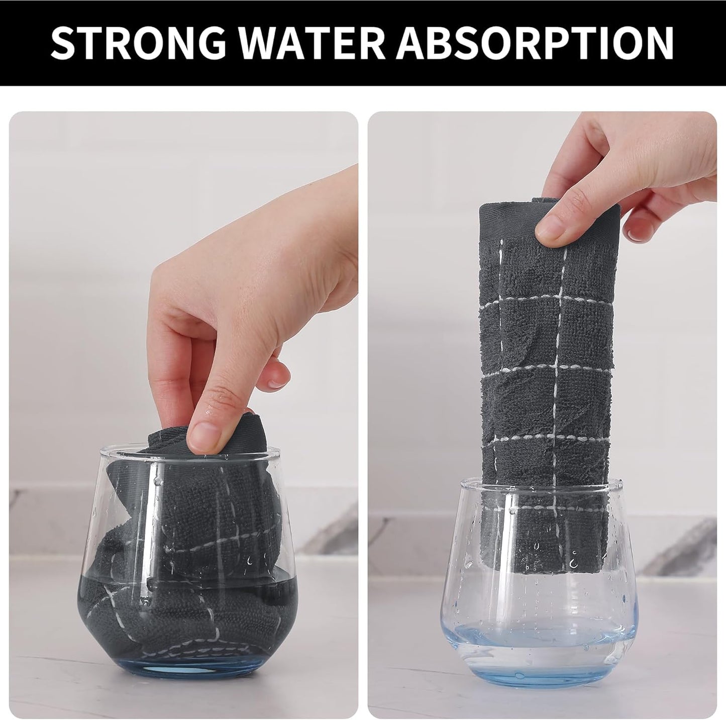 Homaxy 100% Cotton Terry Kitchen Dish Cloths, Ultra Soft and Absorbent Dish Towels for Kitchen, Suitable for Drying and Washing Dishes, 6 Pack, 12 x 12 Inches, Grey