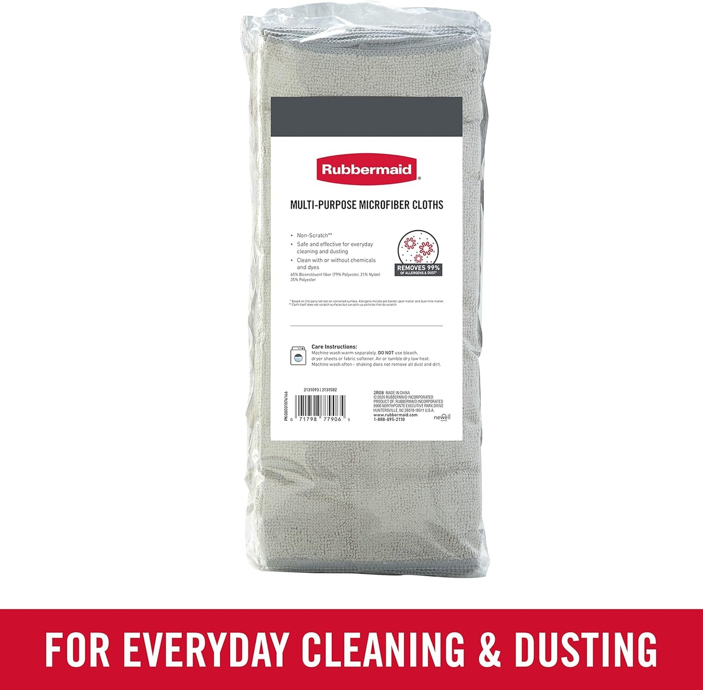 Rubbermaid All Purpose Microfiber Cleaning Cloth Towels, 12"x12", Non-Scratch, Reusable/Washable for Cleaning/Wiping/Polishing for Home/Kitchen/Car (Pack of 300)