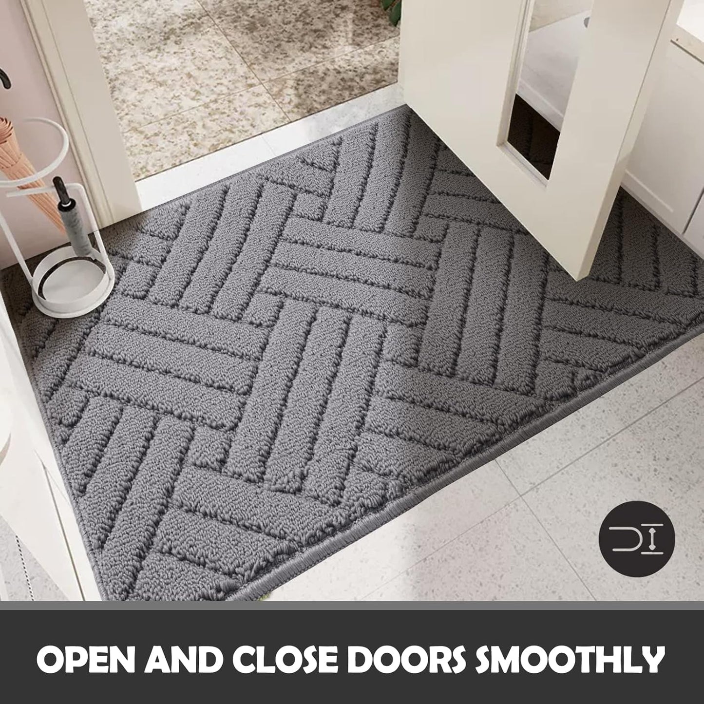 Door Mat Indoor Doormat, Entryway Rug Door Mats Non-Slip Rubber Backing,Heavy Duty Low-Profile Entrance Rugs, Absorbent Resist Dirt Doormats Floor Door mat for Entryway,32"x48"Grey