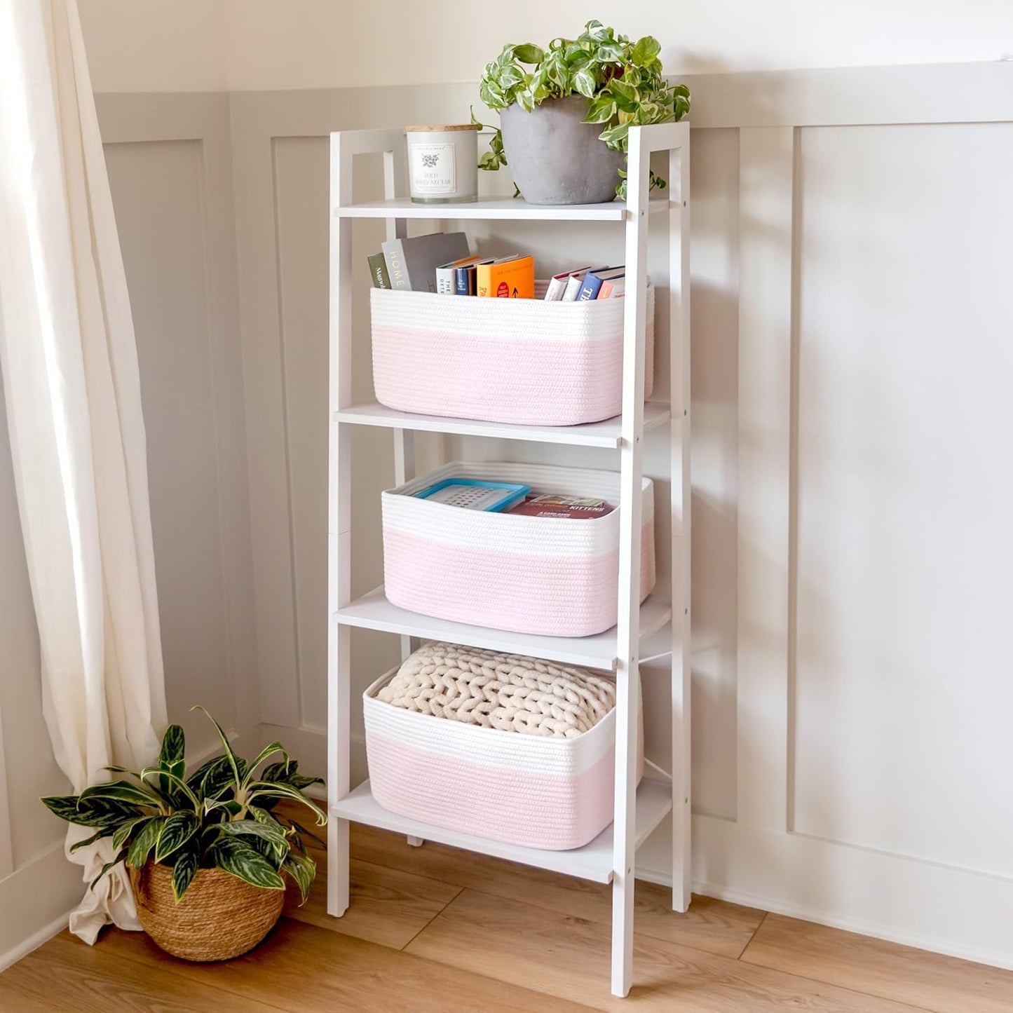 NaturalCozy Storage Baskets 16.8”x13”x7.6” Cotton Rope Woven Baskets for Organizing 3-Pack | Toy Storage Bins | Basket for Shelves, Laundry, Blanket, Clothes, Closet, Kitchen, Bathroom, Gifts