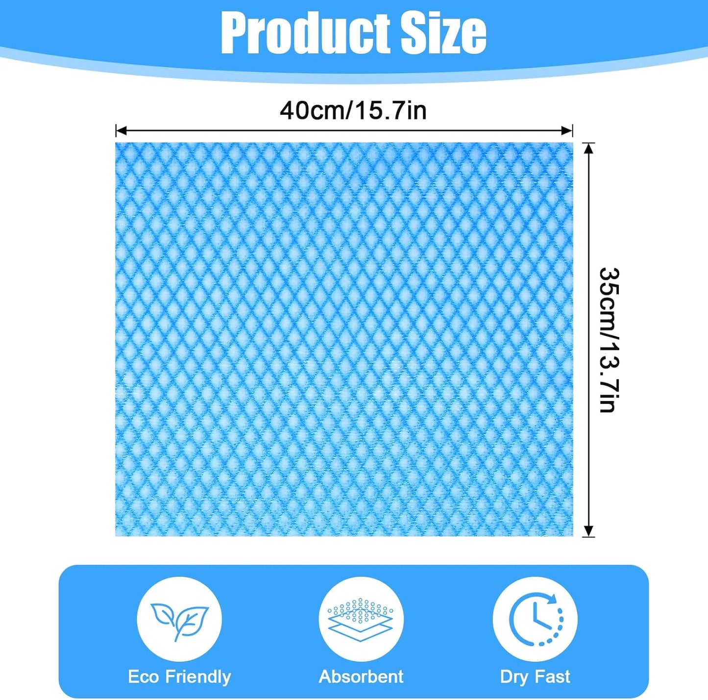 JIEYAO 300 Pcs Disposable Dish Cloths, Non-Woven Cleaning Towels Reusable Kitchen Handy Wipes 15.7x13.7 Inch Blue Disposable Rags for Kitchen Bathroom Office Household Cleaning