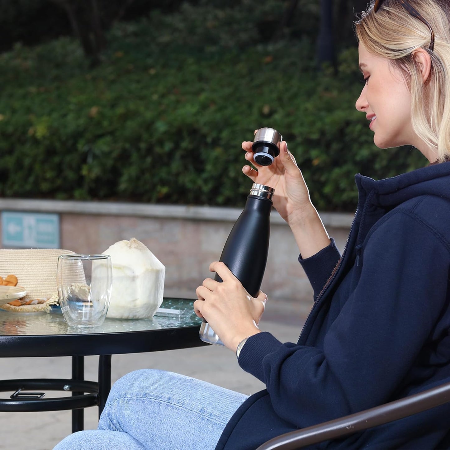 MEWAY 17oz Sport Water Bottle Vacuum Insulated Stainless Steel Leak-Proof Double Wall Cola Shape Water Bottle,Keep Drinks Hot & Cold (Black,1 Pack)