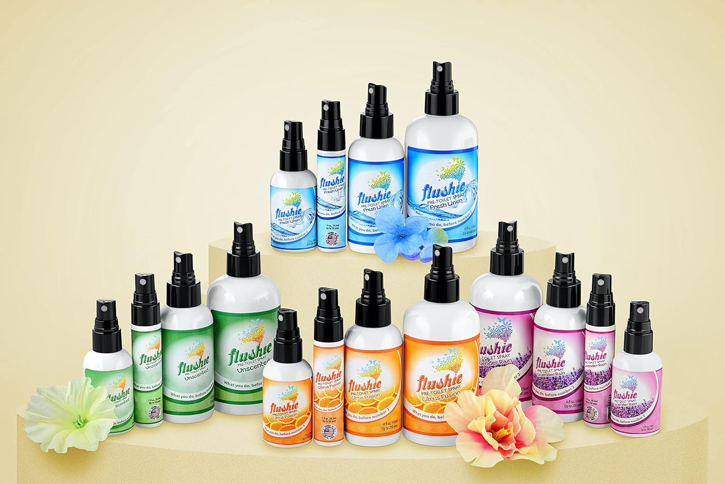 Flushie Lavender Pre-Toilet Spray - Travel Size Toiletries 1oz 3pack Spray for Toilet Deodorizer & Odor Eliminator