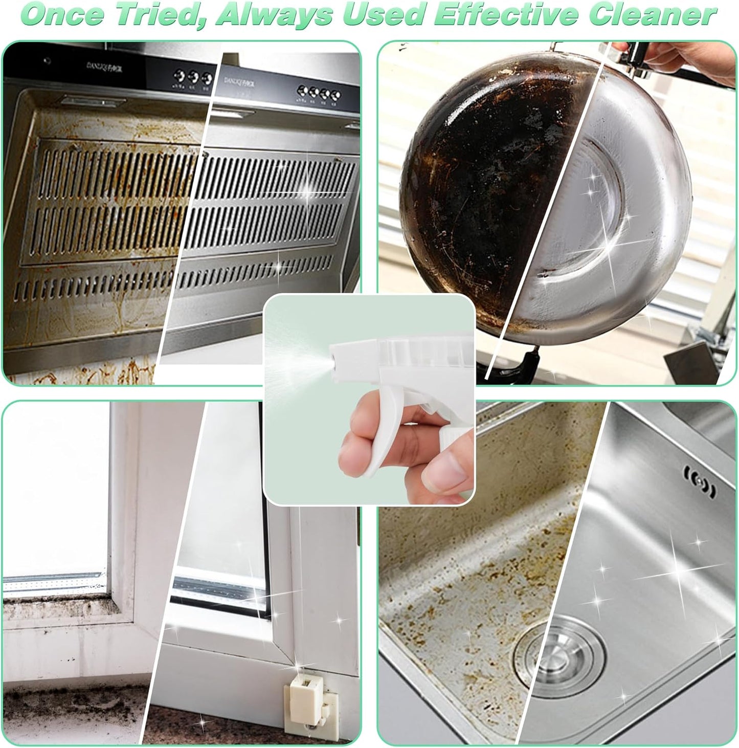 Kitchen Cleaner Spray, All Purpose Cleaner Kit, StoveTop Cleaner, Multi Purpose Cleaner Degreaser Tablets for Multi-Surfaces, Kitchen, Countertops, Ovens, Fresh Lime Scent, No-rinse Formula,192oz