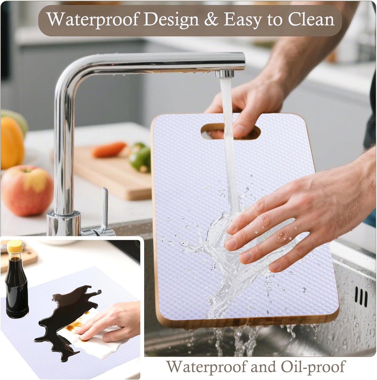 Shelf Liner Non-Slip 16 Inch Wide X 20 Ft Kitchen Cabinet Drawer Liners Waterproof & Oil-Proof Drawer Liners for Cupboard Pantry Non Adhesive Refrigerator Shelf Liner Strong Grip Cabinet Mat (White)