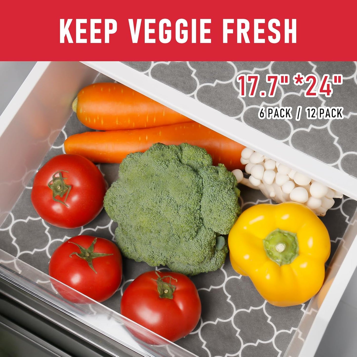 Cooyes Fridge Liners for Refrigerator, Drawer & Shelf Liners for Kitchen Cabinets Non-Adhesive, Breathable Cloth Material, Non-Slip, BPAfree, Machine Washable, Keep Produce Fresh Longer