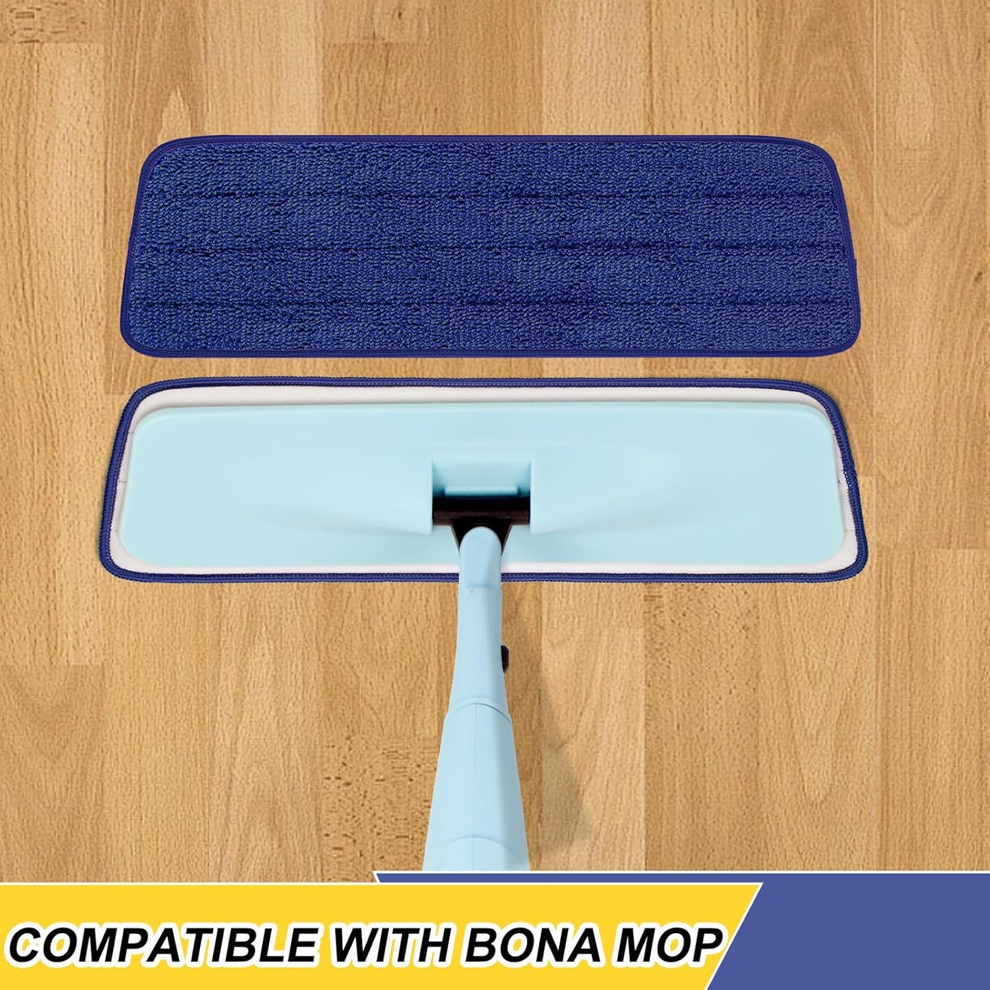 8 Pack 16.5 inch Reusable Mop Pads Microfiber Spray Mop Replacement Heads for Wet/Dry Mops Compatible with Bona Floor Care System