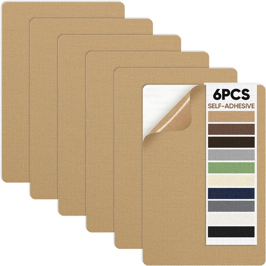 Canvas Repair Patch 5.5 x 8 Inches 6Pcs Self-Adhesive Waterproof Canvas Patch Kit for Repairing Tents,Sofas,Boat Covers,Camping Chair,Awnings,Car Seats.（Khaki）