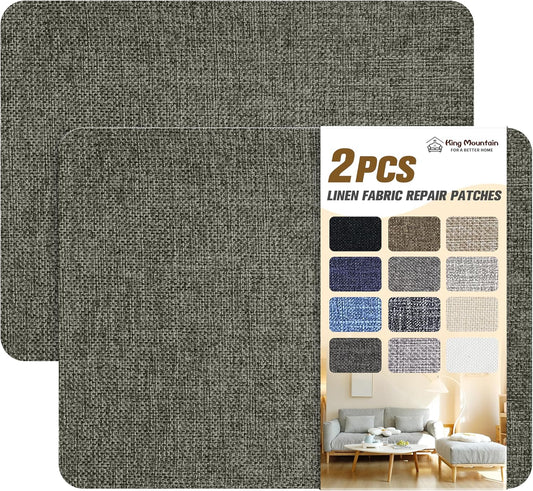 Coarse Linen Repair Patches, Self-Adhesive Linen Fabric Patches, 8X11 inch 2 PCS, Multi Color, Can be Used for Linen Sofa Repair and Linen Clothes Repair(8" x 11"-2PCS,Dark Grey 1.0)