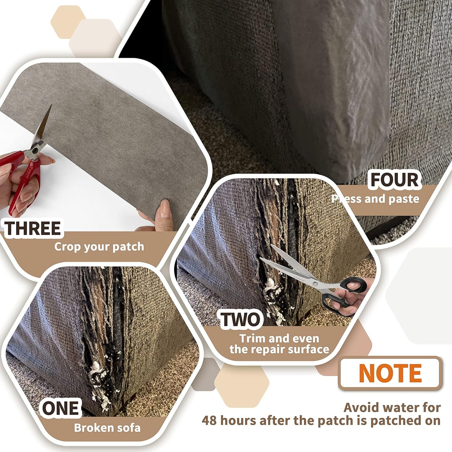 Azobur Sofa Fabric Repair Patch, Oversized Microfiber Patch，Self Adhesive Fabric Sofa Patch Repair Fabric,Super Cost-Effective Combination (Dark Brown)