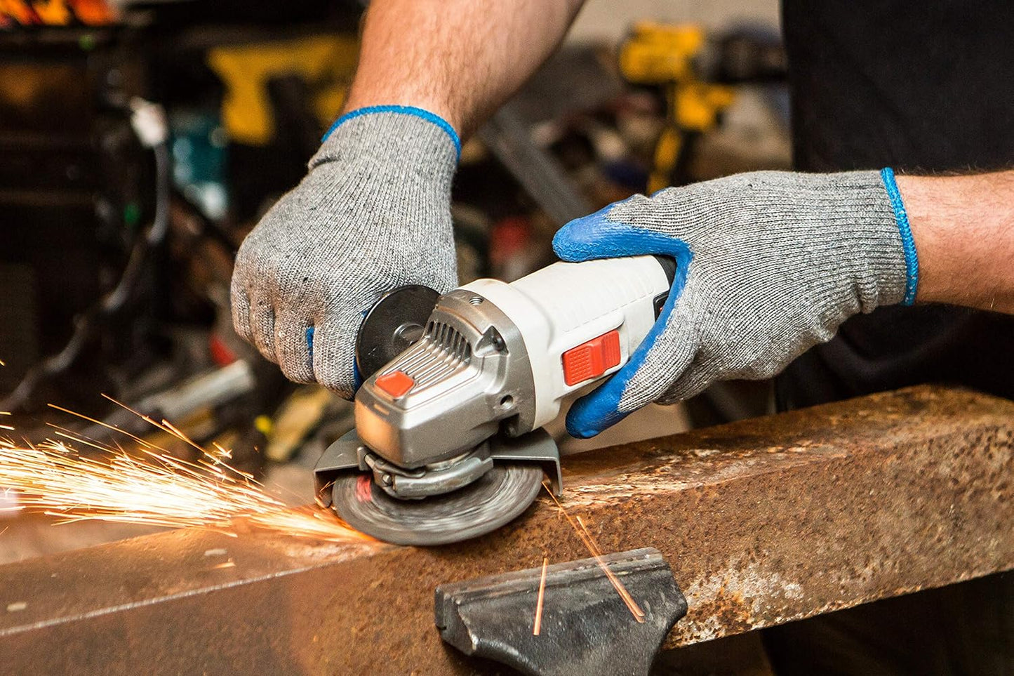 G & F Products 12 Pairs X-Large Rubber Latex Double Coated Work Gloves for Construction, gardening gloves, heavy duty Cotton Blend,3100XL,Blue