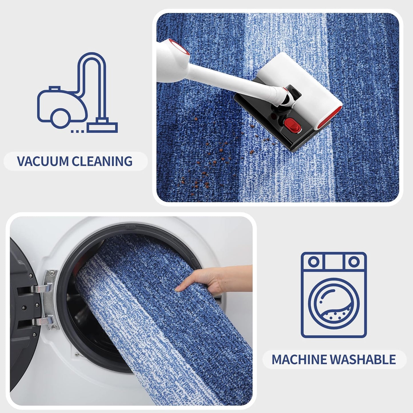 Kitinjoy Indoor Outdoor Door Mat, 24x16 Non-Slip Absorbent Dirt Trapper, Low-Profile Washable Inside Entrance Front Floor Mat, Sturdy Soft Entry Doormats for Entryway, Navy Blue