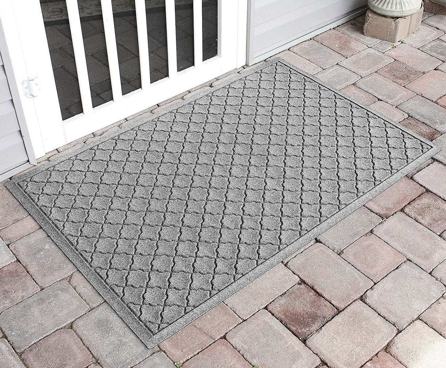 WaterHog Heavy Duty Doorway Mat, 3' x 5', Made in USA, Durable & Skid-Resistant Entryway Mat, Water-Trapping, Indoor/Outdoor Decorative Floor Covering, Cordova Collection, Medium Grey