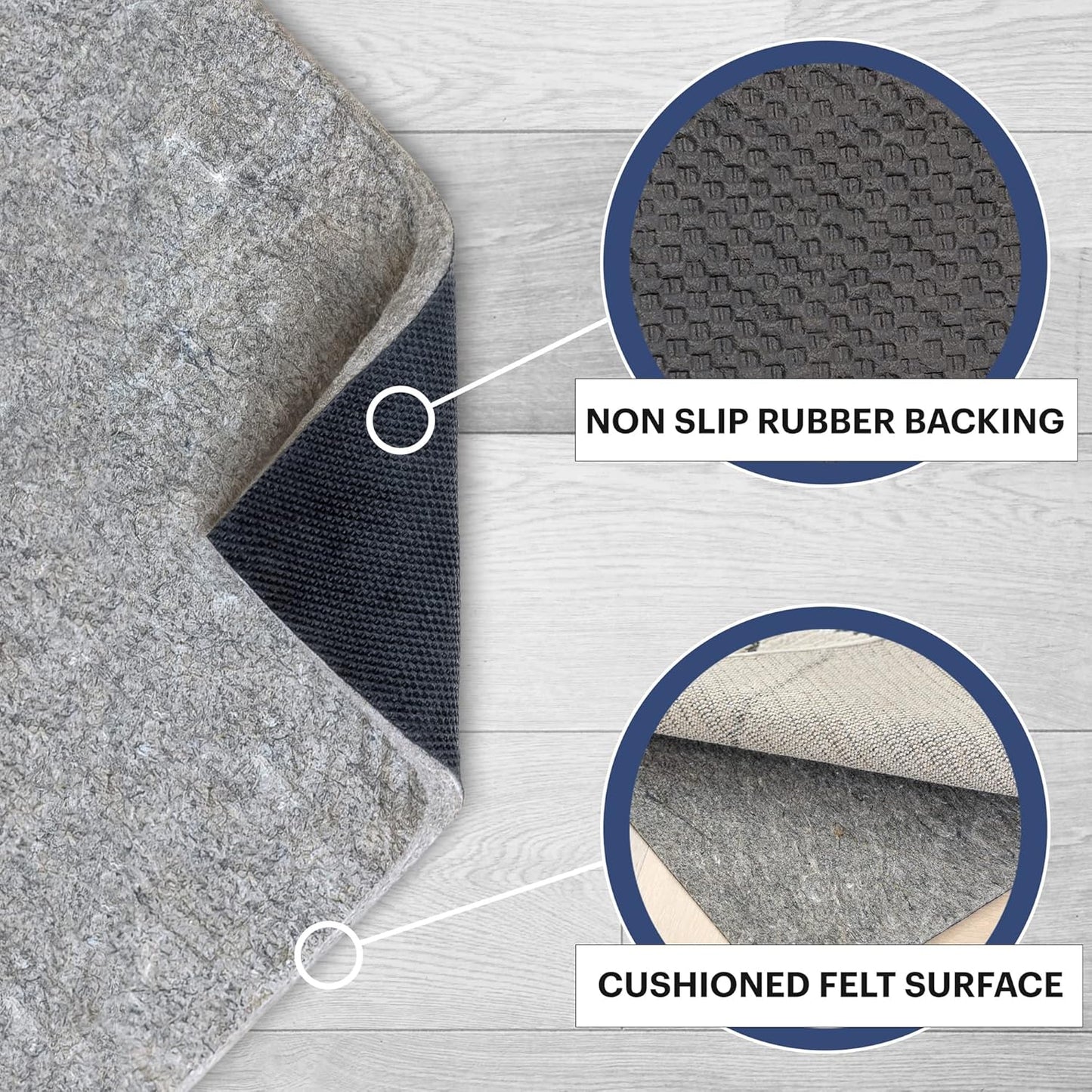 RUGPADUSA - Dual Surface - 7'10" x 10'3" - 3/8" Thick - Felt + Rubber - Enhanced Non-Slip Rug Pad - Adds Comfort and Protection - for Hard Surface Floors