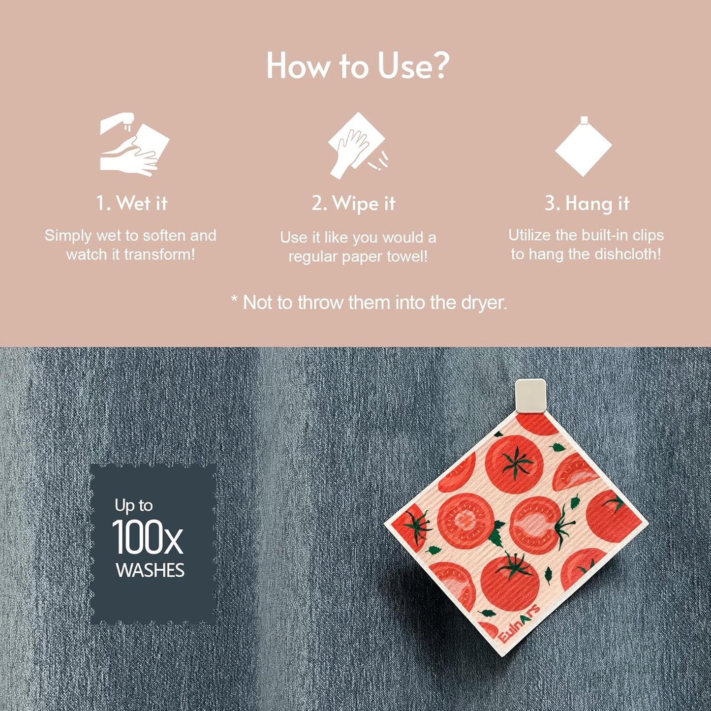 Reusable Paper Towels, Swedish Dishcloths for Kitchen 8-Pack, Non-Scratch Swedish Dish Towels, Super Absorbent Cellulose Dish Cloths, No Odor Dish Rags