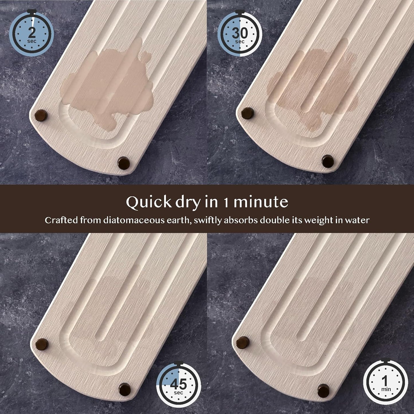 2PCS Water Absorbing Stone Soap Tray for Kitchen Bathroom Sink, Quick Dry Diatomaceous Earth Drying Rack and Shower Caddy, Soap Dispenser and Sponge Holder Organizer for Countertop, TWINKLE MOMENT; Pure White