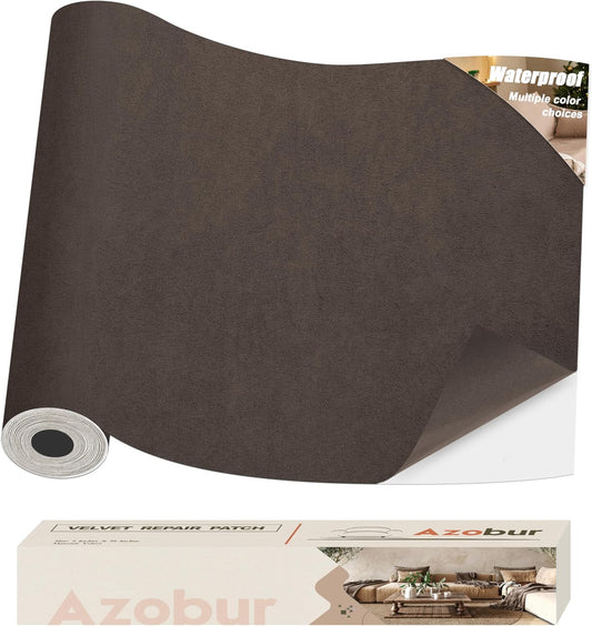 Azobur Couch Patches, Extra-Large Durable Fabric Tape, Ideal for Automotive Upholstery Repair, Waterproof, Self-Adhesive, Quickly Fix Sofas, Car Interiors, and Other Fabric Items (Dark Brown)