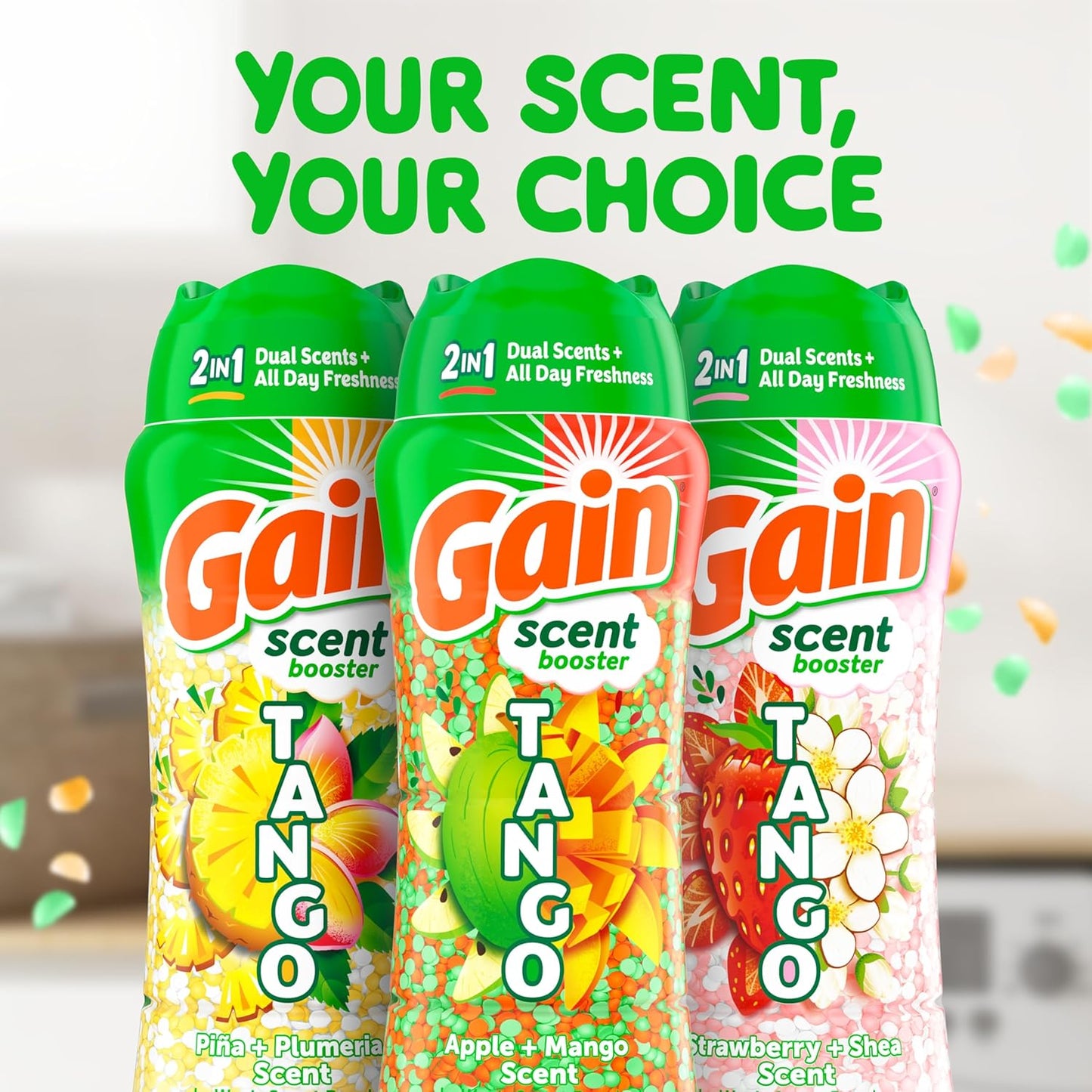 Gain Tango 2-in-1 Laundry Scent Booster Beads, Apple and Mango Scent, 21.1 OZ, Laundry Beads with Dual Scents Plus All Day Freshness