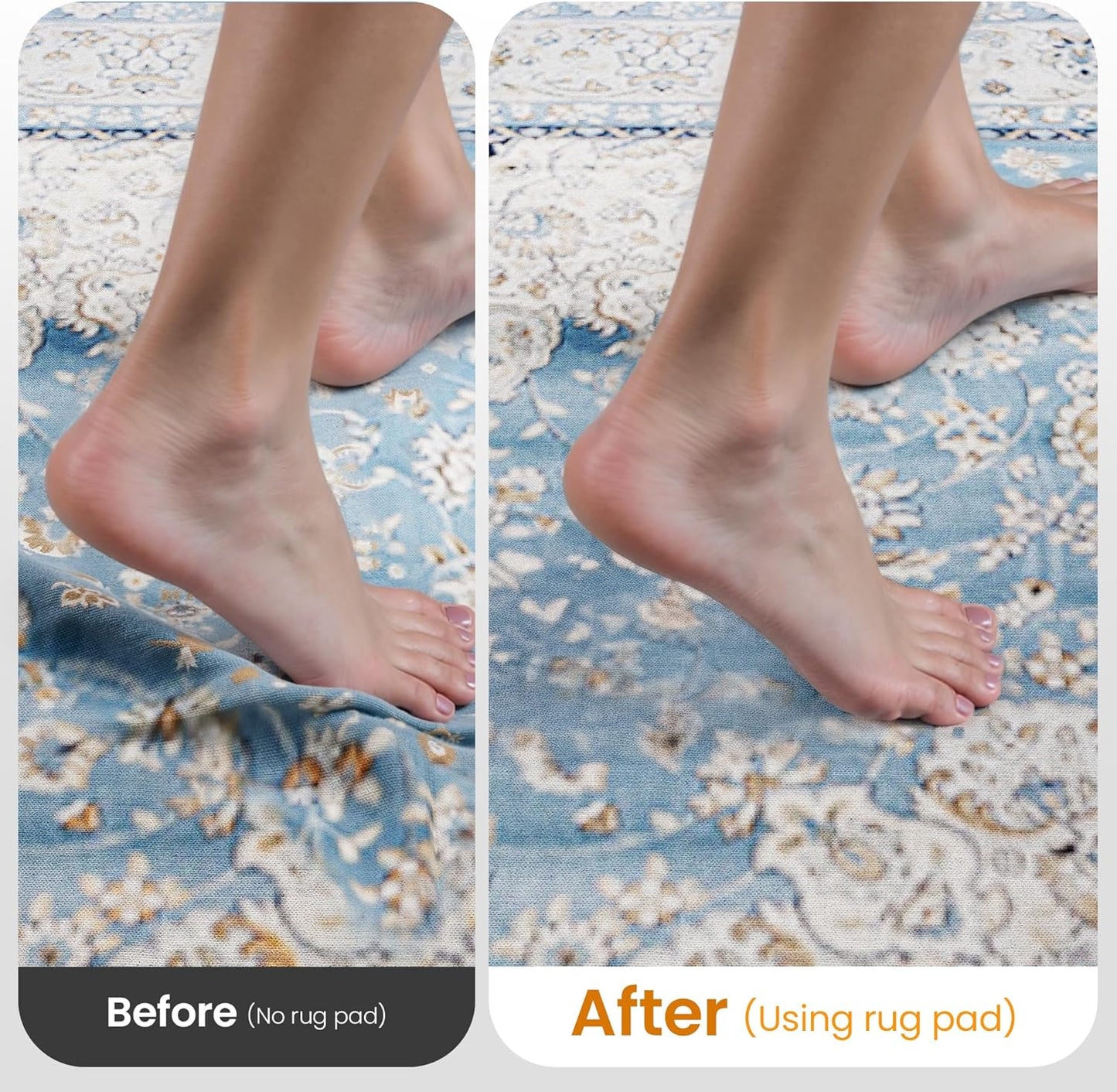 Non-Slip Rug Pad Gripper 2x4 Feet, Anti Skid Mat for Under Area Rugs, Keeps Rugs in Position and Safe, Thick Cushioned Carpet Pad for Hardwood Floors Protection