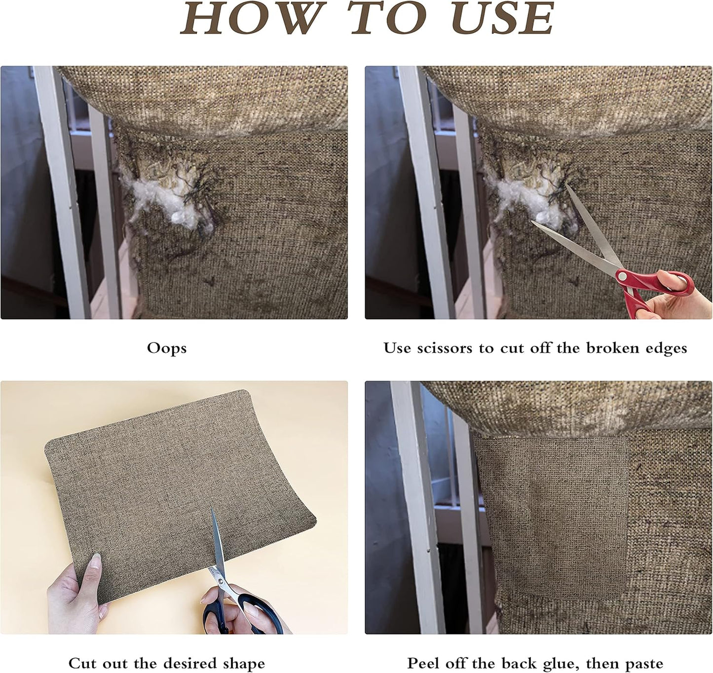 KING MOUNTAIN Coarse Linen Repair Patches, Self-Adhesive Linen Fabric Patches, 8X11 inch, Multi Color, Can be Used for Linen Sofa Repair and Linen Clothes Repair(8" x 11",Chocolate Brown)