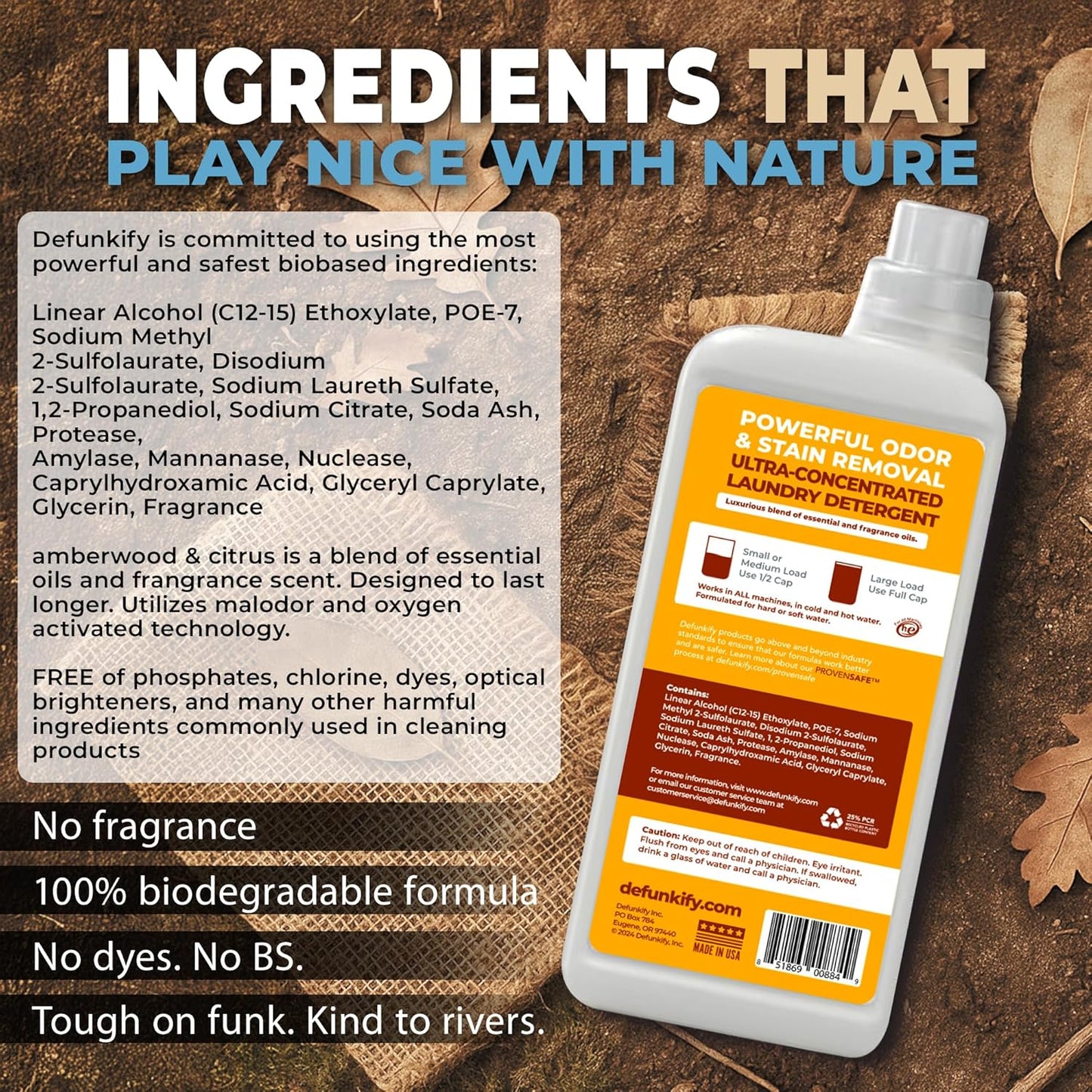 Laundry Detergent 62 Load/37.7 FlOz (2-Pack). 'Amberwood & Citrus' Liquid Detergent- Sensitive Skin. 'ProvenSafe' Laundry Soap Washing Detergent w/Odor & Stain Remover for Activewear & All Fabrics