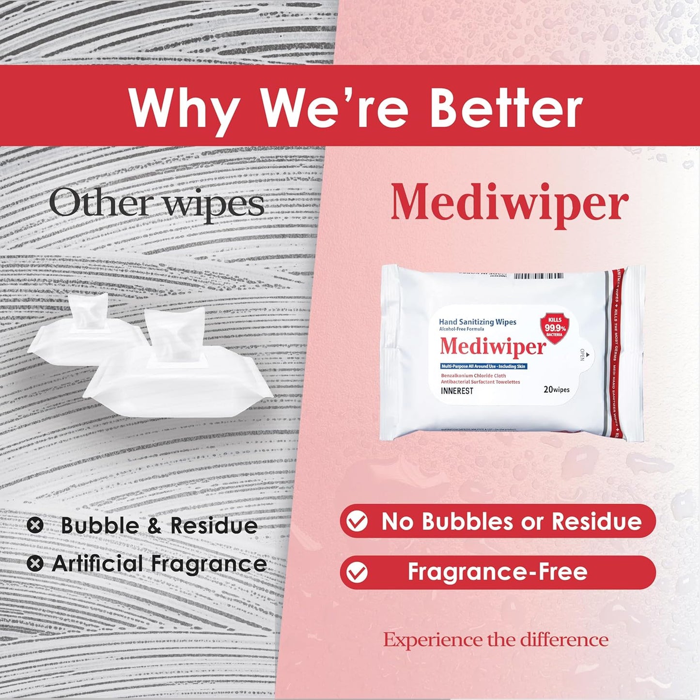 Mediwiper 500 Wipes (20Count*25Pack) Alcohol-Free Sanitizing Wipes Disinfecting Large Unscented Wet Wipes Bulk, Hand Sanitizer