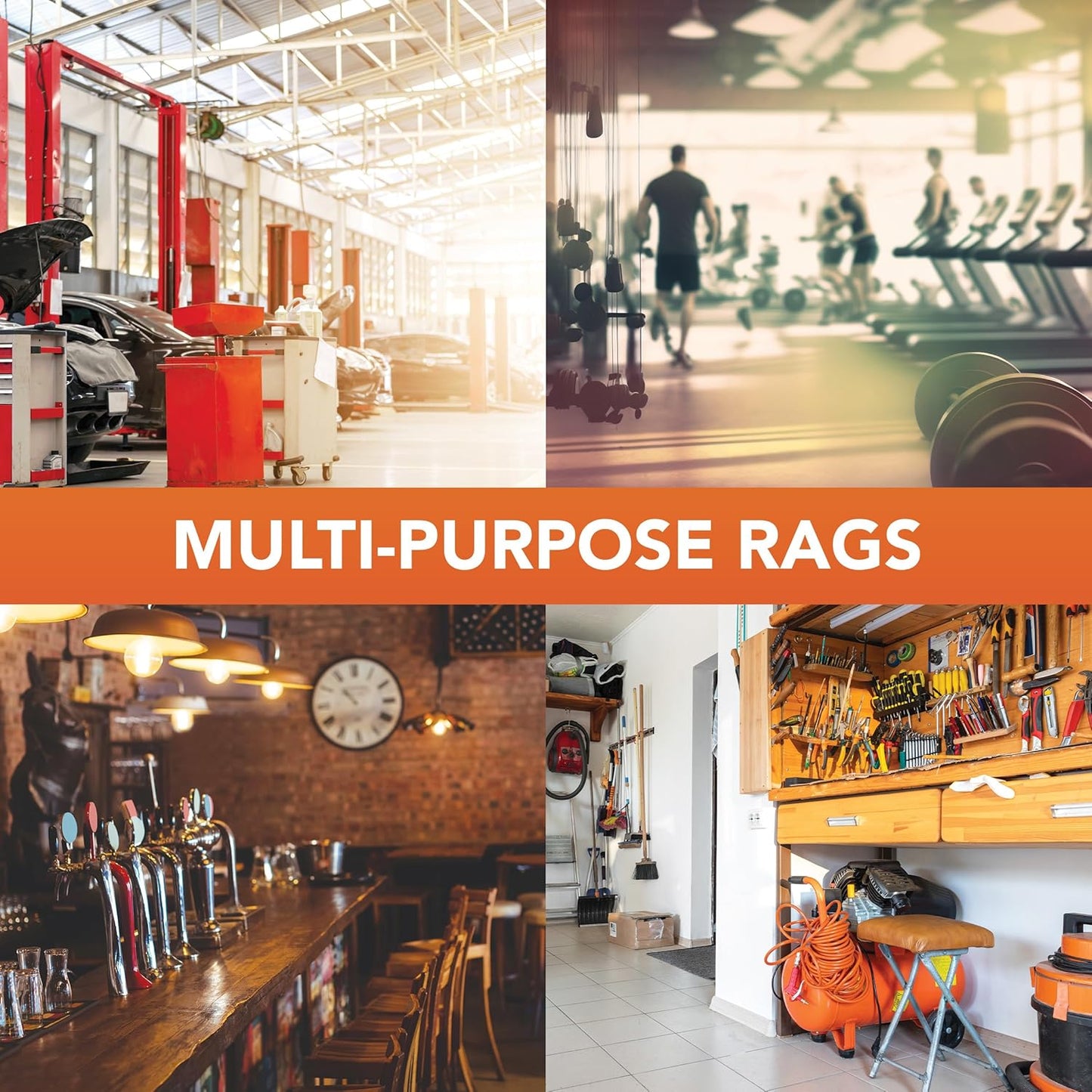 Arkwright W11 Terry Cloth Towels for Cleaning - Soft Cotton Blend Washable Multi-Purpose Bar Mop, Absorbent & Quick Dry, Bulk Box of Rags for Kitchen, Auto Shop, and Garage, 25 lb, White