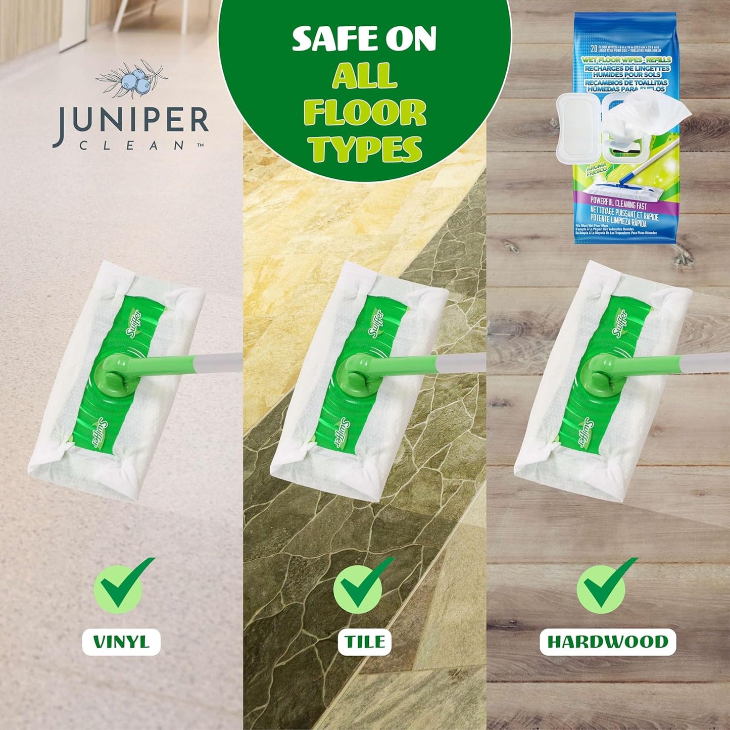 Wet Floor Wipes, Multi Surface Floor Cleaner Wet Mop Pads Fit Swiffer Sweeper Mop, Fresh Scent & Plant-Based Textured Cloth Trap Absorb Dirt, 20 Count (Pack of 30)