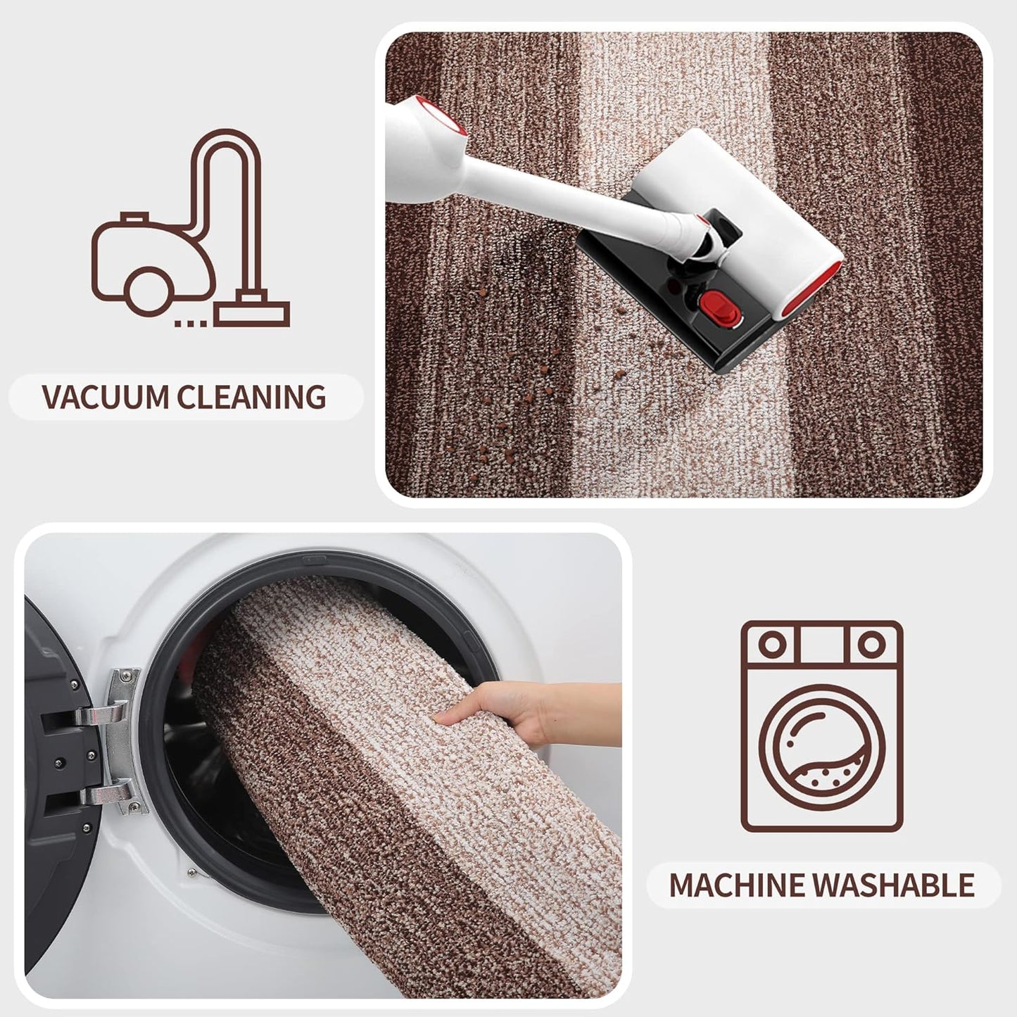 Kitinjoy Indoor Outdoor Door Mat, 40x32 Non-Slip Absorbent Dirt Trapper, Low-Profile Washable Inside Entrance Front Floor Mat, Sturdy Soft Entry Doormats for Entryway, Brown