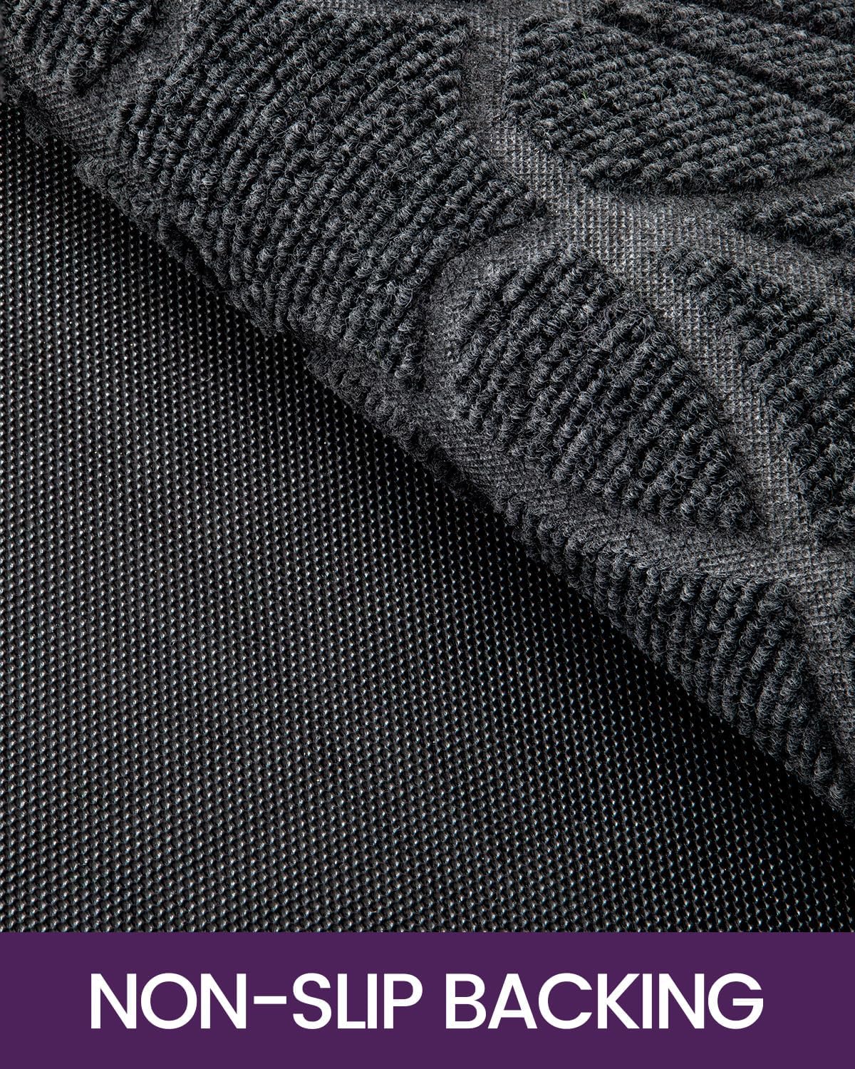 DEXI Front Door Mat Outside Entrance, Heavy Duty Non Slip Low Profile Doormat for Entryway, Trap Dirt and Moisture Welcome Mats, Easy Clean, Patio, Garage, 4x2, Grey