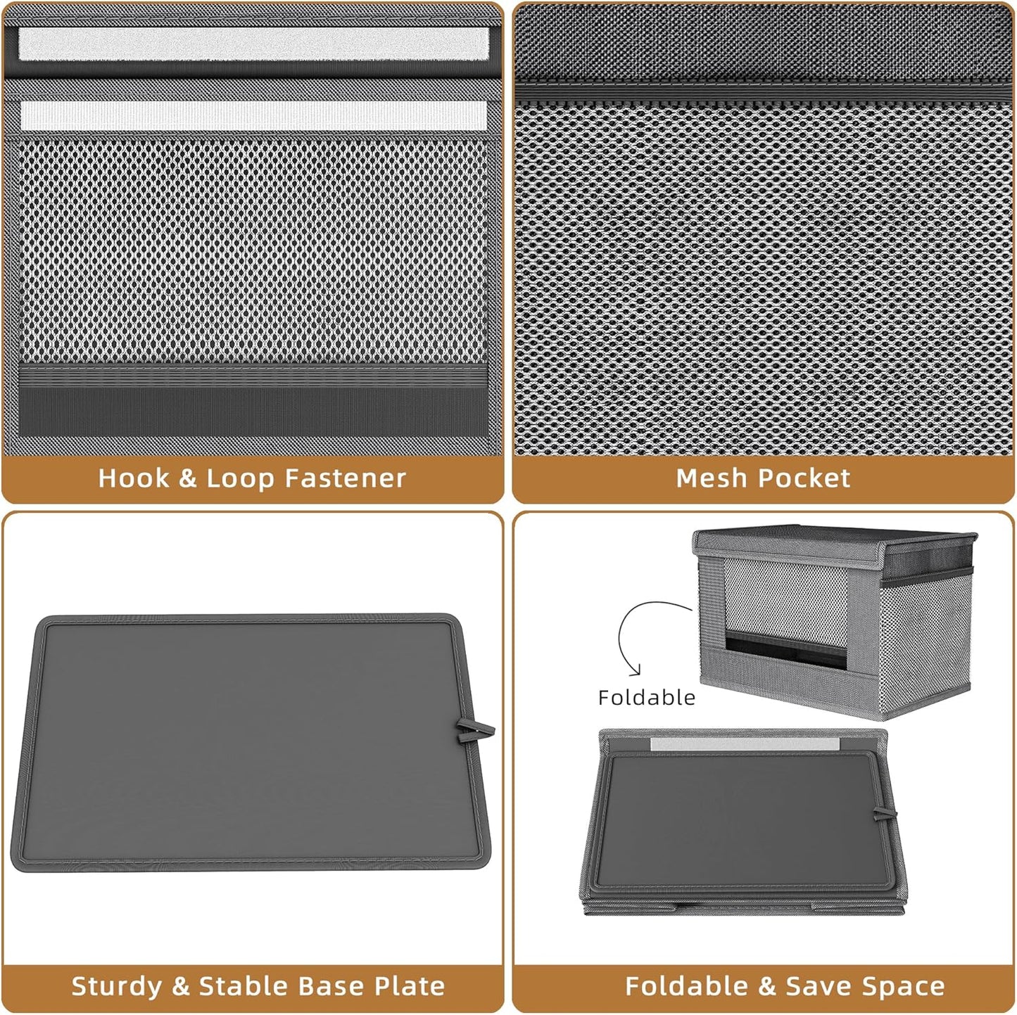 2 Pack Trash Bag Holder Dispenser, Oxford Cloth Garbage Bag Storage Organizer with Mesh Pockets, Foldable Kitchen Organizer Fits 13 Gallon Roll for Kitchen and Pantry（Small）