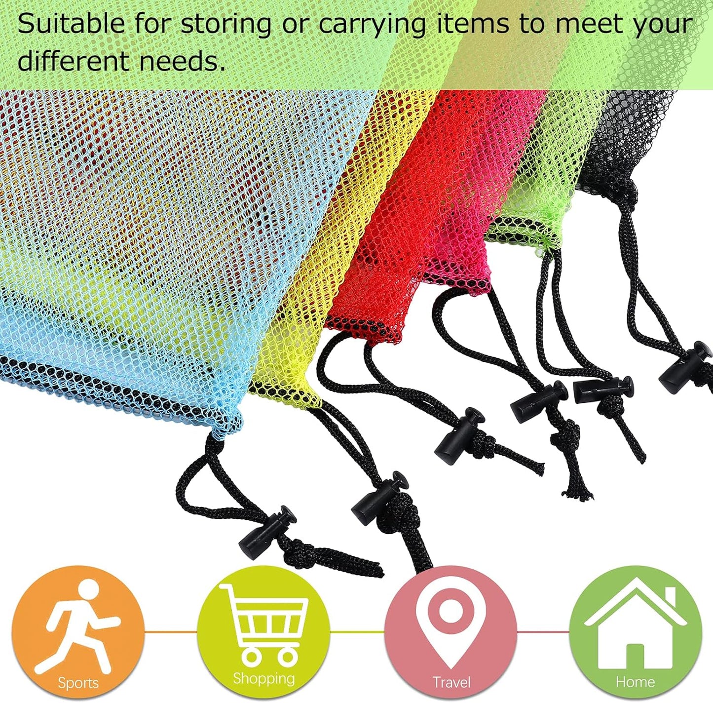 18"X24" 6Pcs Mesh Laundry Drawstring Bag Nylon Drawstring Gym Bag with Cord Lock Closure