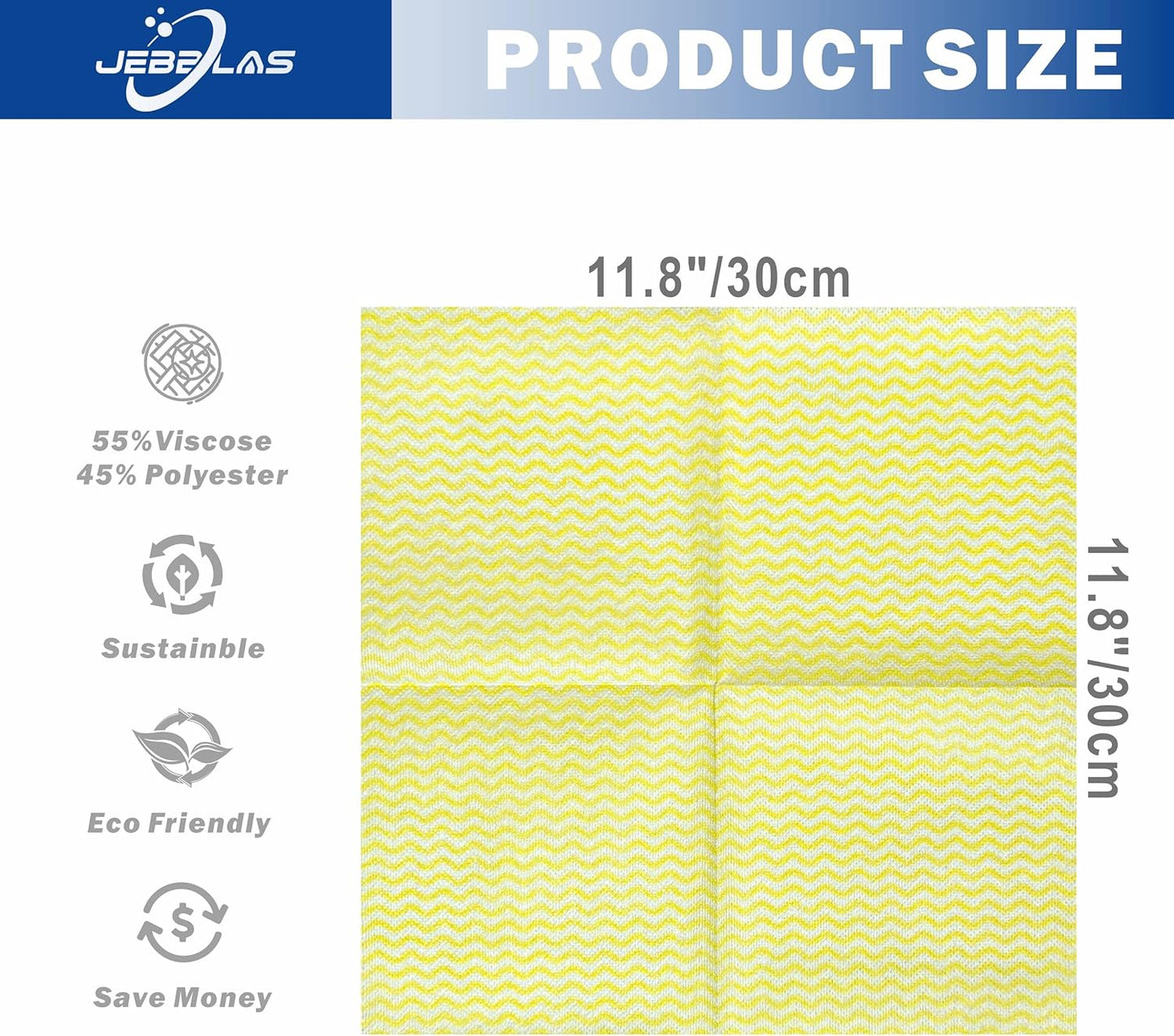 JEBBLAS Handi Wipes Reusable Cloths Dry Cleaning Cloths Dish Towel Dish Cloths Handy Cleaning Wipes,Pack of 50, Yellow