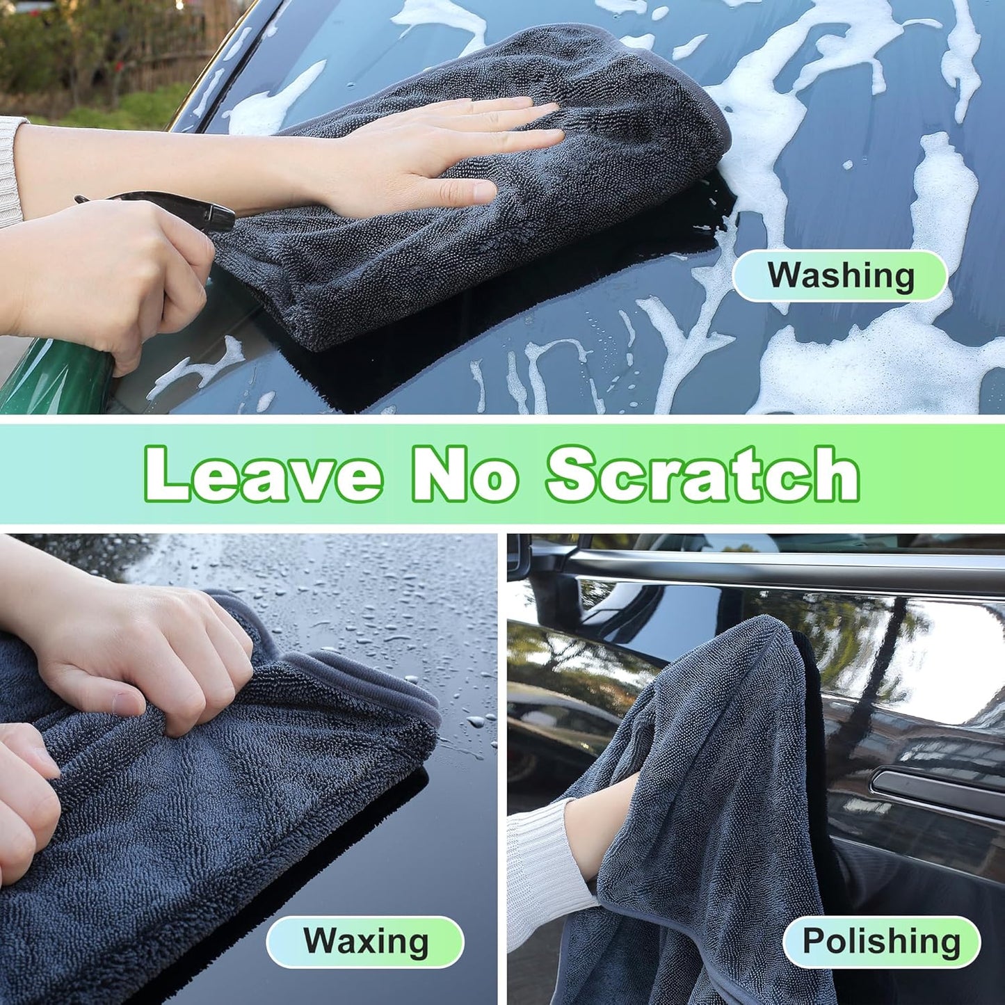 JOYMOOP Microfiber Towels for Cars, 2 Pack 63" x 29.5" Car Drying Towel, Dark Gray Reusable Car Towel, Quick Drying Car Microfiber Cleaning Cloth for RVs, SUVs, Trucks