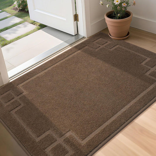 BEQHAUSE Door Mat 36" x 60", Non-Slip Door Mats Indoor Entryway Rugs Washable Low-Profile Absorbent and Stain Resist Floor Mats, Dog Door Mat for Front Back Door, Muddy Wet Shoes & Paws, Brown