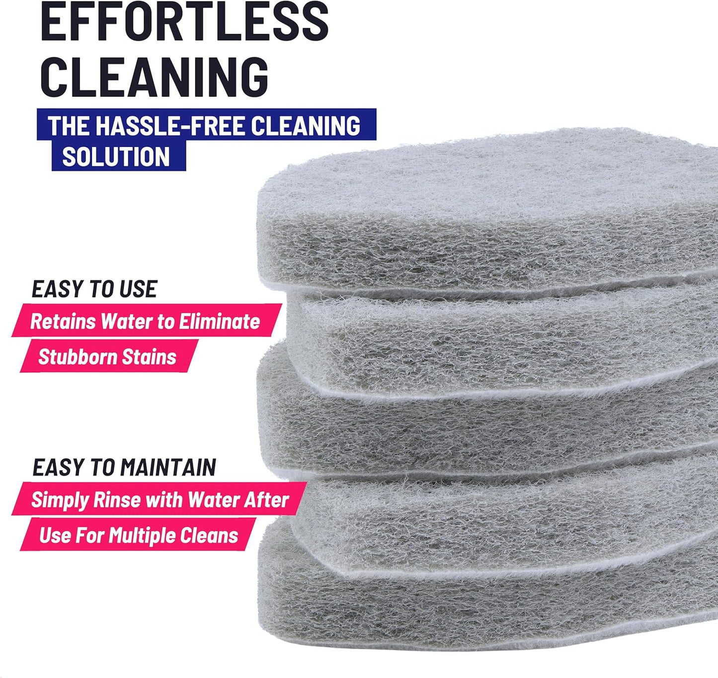 Replacement Scrubber Refill for Moku Home Extendable Tub Tile Shower Brush for Cleaning Non-Scratch (5X Scrubber Sponge Gray)